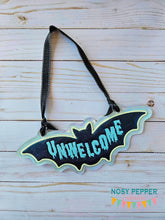 Load image into Gallery viewer, Unwelcome ITH sign machine embroidery design (4 sizes included) DIGITAL DOWNLOAD
