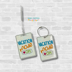 Vacation Mode luggage tag set machine embroidery design DIGITAL DOWNLOAD