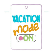 Load image into Gallery viewer, Vacation Mode luggage tag set machine embroidery design DIGITAL DOWNLOAD
