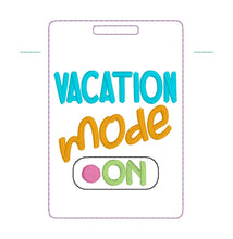 Load image into Gallery viewer, Vacation Mode luggage tag set machine embroidery design DIGITAL DOWNLOAD