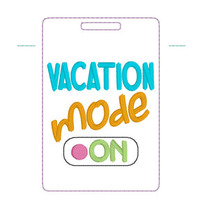 Vacation Mode luggage tag set machine embroidery design DIGITAL DOWNLOAD