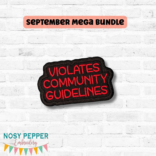 Violates Community Guidelines patch (2 sizes included) machine embroidery design DIGITAL DOWNLOAD