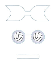Load image into Gallery viewer, Volleyball applique ITH Bow (2 sizes included) machine embroidery design DIGITAL DOWNLOAD