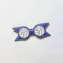 Load image into Gallery viewer, Volleyball applique ITH Bow (2 sizes included) machine embroidery design DIGITAL DOWNLOAD