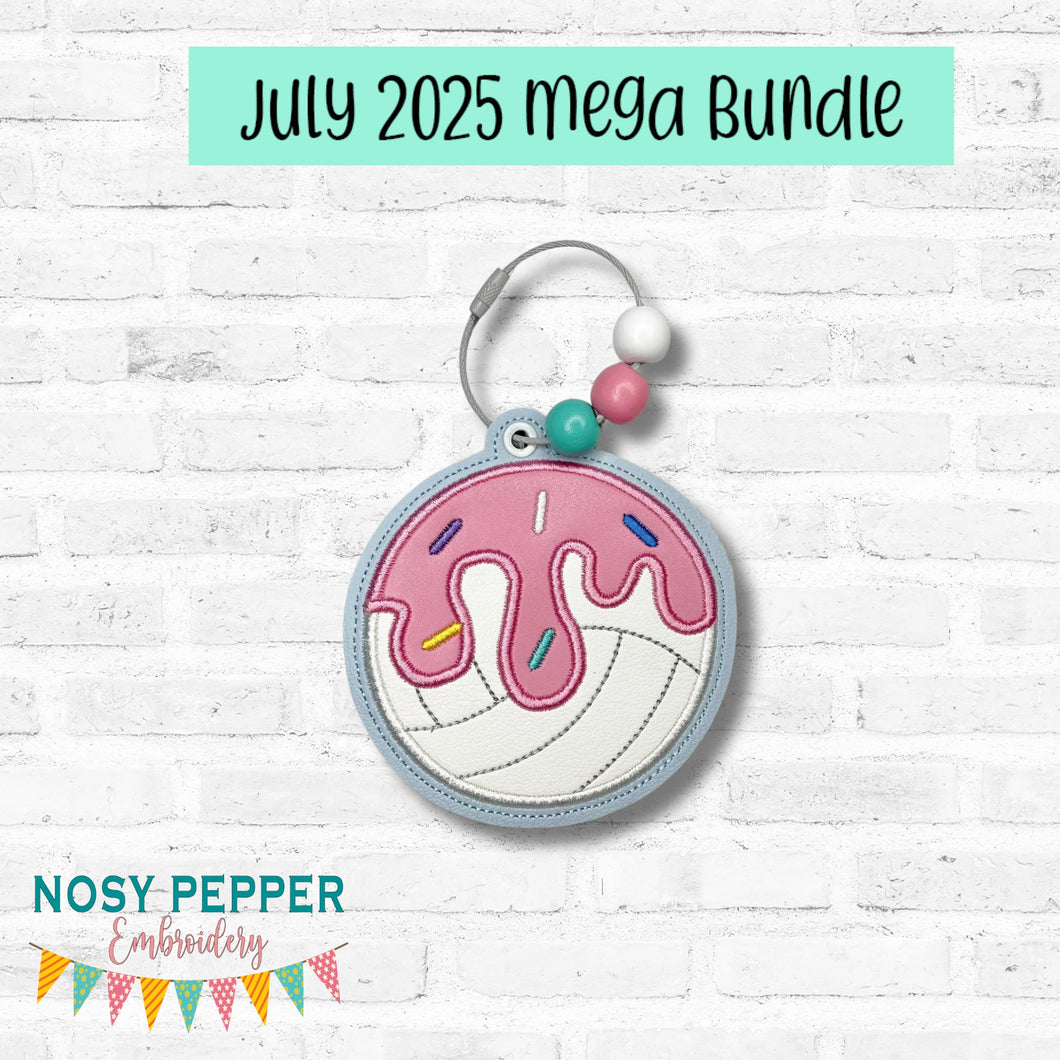 Volleyball Drip applique bag tag/bookmark/ornament machine embroidery design DIGITAL DOWNLOAD