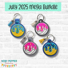 Load image into Gallery viewer, Volleyball Drip Applique snap tab and eyelet fob machine embroidery design DIGITAL DOWNLOAD