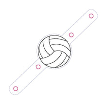 Load image into Gallery viewer, Volleyball hair tie holder (2 sizes included) machine embroidery design DIGITAL DOWNLOAD
