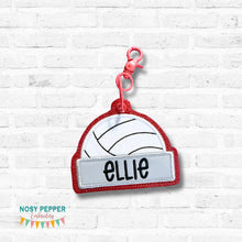 Load image into Gallery viewer, Volleyball appliqué name bag tag/ornament/bookmark --DEC 25 MB--machine embroidery design DIGITAL DOWNLOAD