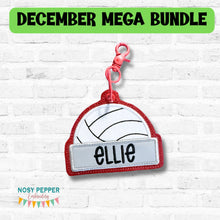 Load image into Gallery viewer, Volleyball appliqué name bag tag/ornament/bookmark --DEC 25 MB--machine embroidery design DIGITAL DOWNLOAD
