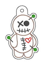 Load image into Gallery viewer, Voodoo doll snap tab and eyelet fob machine embroidery file (single and multi files included) machine embroidery design DIGITAL DOWNLOAD