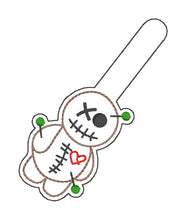 Load image into Gallery viewer, Voodoo doll snap tab and eyelet fob machine embroidery file (single and multi files included) machine embroidery design DIGITAL DOWNLOAD