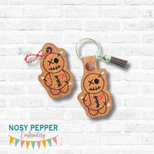 Load image into Gallery viewer, Voodoo doll snap tab and eyelet fob machine embroidery file (single and multi files included) machine embroidery design DIGITAL DOWNLOAD