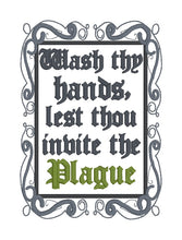 Load image into Gallery viewer, Wash Thy Hands machine embroidery design (4 sizes included) DIGITAL DOWNLOAD