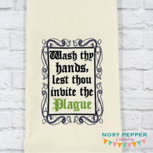 Load image into Gallery viewer, Wash Thy Hands machine embroidery design (4 sizes included) DIGITAL DOWNLOAD