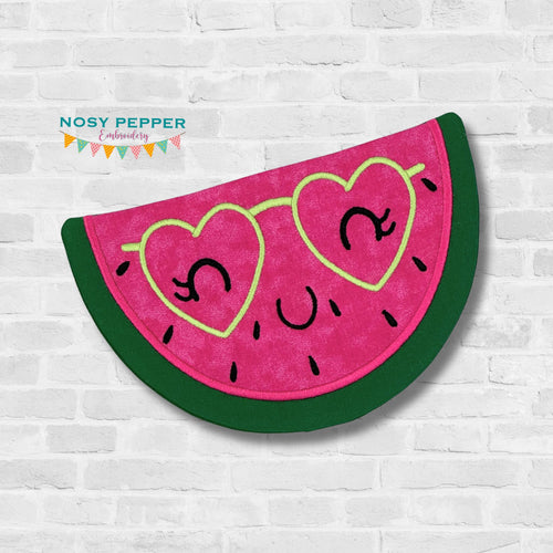 Watermelon Glasses mug rug machine embroidery design 2024 SKILL BUILDER BUNDLE (4 sizes and 2 versions included) DIGITAL DOWNLOAD