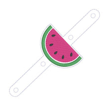 Load image into Gallery viewer, Watermelon hair tie holder (2 sizes included) machine embroidery design DIGITAL DOWNLOAD