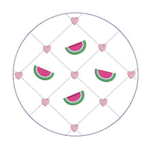 Load image into Gallery viewer, Quilted pack machine embroidery design (4 bag tag and 4 coaster designs included) DIGITAL DOWNLOAD