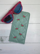 Load image into Gallery viewer, Watermelon Quilted Glasses case  (2 versions included) machine embroidery design DIGITAL DOWNLOAD