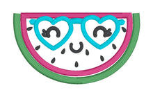 Load image into Gallery viewer, Watermelon Glasses applique machine embroidery design (5 sizes included) July 24 Mystery Bundle DIGITAL DOWNLOAD