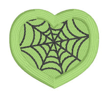 Load image into Gallery viewer, Web Heart patch --2026 Spooky Mystery Bundle-- (3 sizes included) machine embroidery design DIGITAL DOWNLOAD