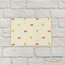 Load image into Gallery viewer, Lemon Quilted mug rug machine embroidery design (4 sizes, envelope and turned styles included)--2026 Skill Builder Bundle--DIGITAL DOWNLOAD