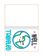 Load image into Gallery viewer, Well-Traveled passport cover machine embroidery design DIGITAL DOWNLOAD