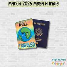 Load image into Gallery viewer, Well-Traveled passport cover machine embroidery design DIGITAL DOWNLOAD