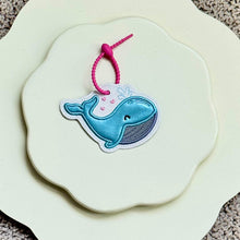 Load image into Gallery viewer, Whale applique bag tag/ornament/bookmark machine embroidery design DIGITAL DOWNLOAD