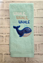 Load image into Gallery viewer, Whale Whale Whale applique machine embroidery design (4 sizes included) DIGITAL DOWNLOAD