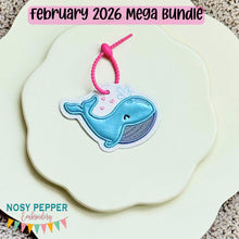 Load image into Gallery viewer, Whale applique bag tag/ornament/bookmark machine embroidery design DIGITAL DOWNLOAD