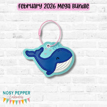 Load image into Gallery viewer, Whale applique bag tag/ornament/bookmark machine embroidery design DIGITAL DOWNLOAD