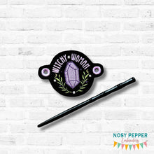 Load image into Gallery viewer, Witchy Woman Bun cover machine embroidery design DIGITAL DOWNLOAD