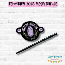 Load image into Gallery viewer, Witchy Woman Bun cover machine embroidery design DIGITAL DOWNLOAD