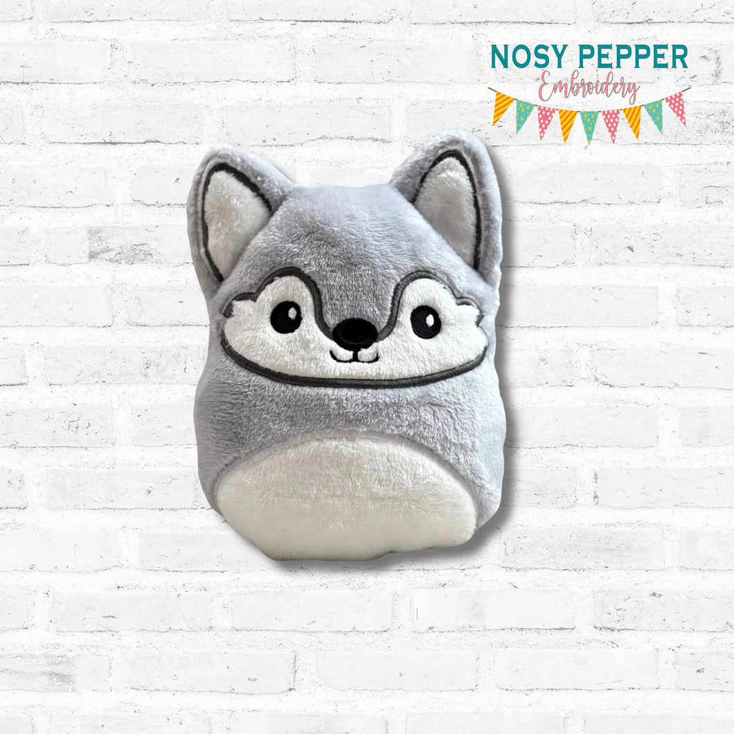 Wolf stuffie (5 sizes included) machine embroidery design DIGITAL DOWNLOAD