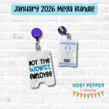 Load image into Gallery viewer, Not The Worst badge reel case machine embroidery design DIGITAL DOWNLOAD