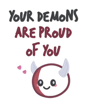 Load image into Gallery viewer, Your Demons applique machine embroidery design (4 sizes included) DIGITAL DOWNLOAD