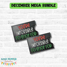 Load image into Gallery viewer, You're Impossible gift card holder machine embroidery design DIGITAL DOWNLOAD