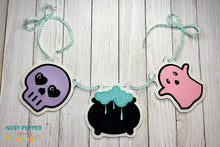 Load image into Gallery viewer, Halloween Applique Bunting (3 designs included) machine embroidery design DIGITAL DOWNLOAD