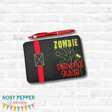Load image into Gallery viewer, Zombie Survival Guide Notebook Cover 2 sizes available machine embroidery design DIGITAL DOWNLOAD