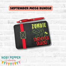 Load image into Gallery viewer, Zombie Survival Guide Notebook Cover 2 sizes available machine embroidery design DIGITAL DOWNLOAD