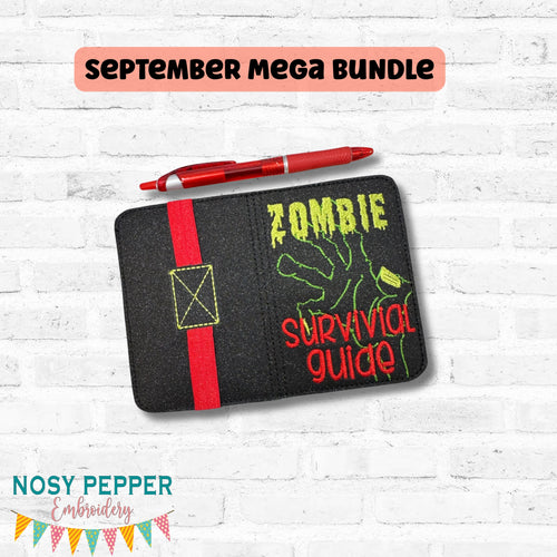 Zombie Survival Guide Notebook Cover 2 sizes available machine embroidery design DIGITAL DOWNLOAD