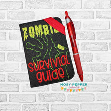Load image into Gallery viewer, Zombie Survival Guide Notebook Cover 2 sizes available machine embroidery design DIGITAL DOWNLOAD