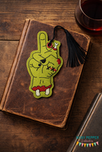 Load image into Gallery viewer, Zombie Middle Finger Bookmark/bag tag/ornament 4x4 machine embroidery design DIGITAL DOWNLOAD