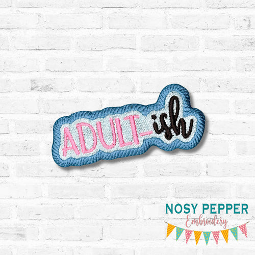 Adultish patch (2 sizes included) machine embroidery design DIGITAL DOWNLOAD