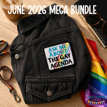 Load image into Gallery viewer, The Gay Agenda patch (2 sizes included) machine embroidery design DIGITAL DOWNLOAD