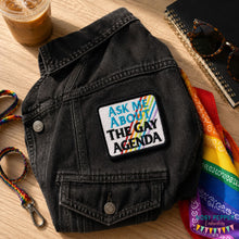 Load image into Gallery viewer, The Gay Agenda patch (2 sizes included) machine embroidery design DIGITAL DOWNLOAD