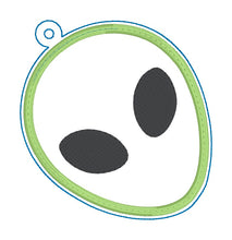 Load image into Gallery viewer, Alien Applique Shaker bookmark/bag tag/ornament machine embroidery file DIGITAL DOWNLOAD