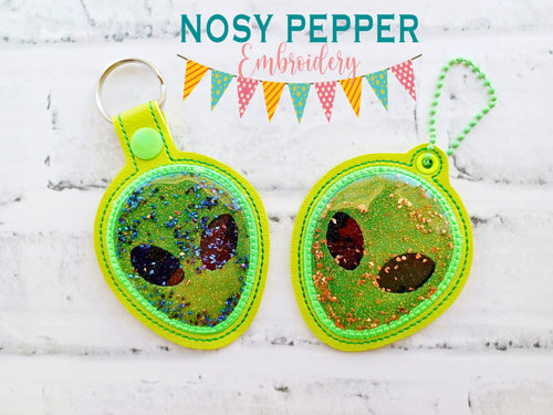 Alien Applique Shaker snap tab and eyelet fob machine embroidery file (single and multi files included) DIGITAL DOWNLOAD