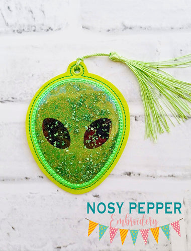 Alien Applique Shaker bookmark/bag tag/ornament machine embroidery file DIGITAL DOWNLOAD