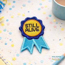 Load image into Gallery viewer, Still Alive patch (2 sizes included) machine embroidery design DIGITAL DOWNLOAD